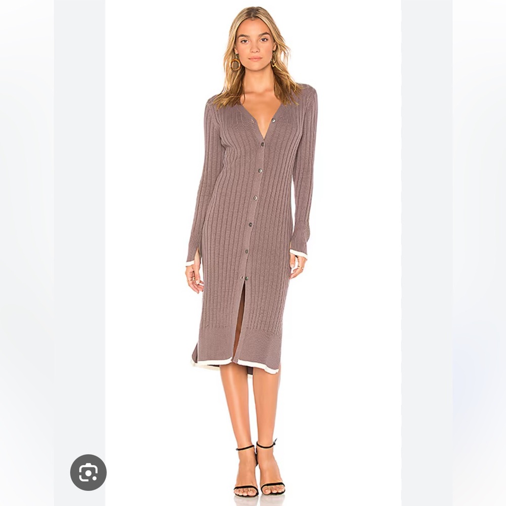Michael Stars Ribbed Cardigan Dress in Galvanized